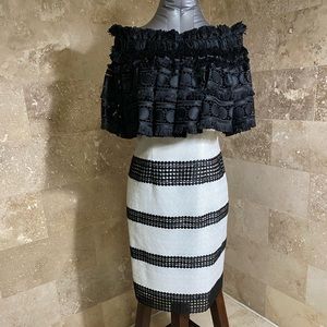 Badgley Mischka Off The Shoulder Lace Top Dress